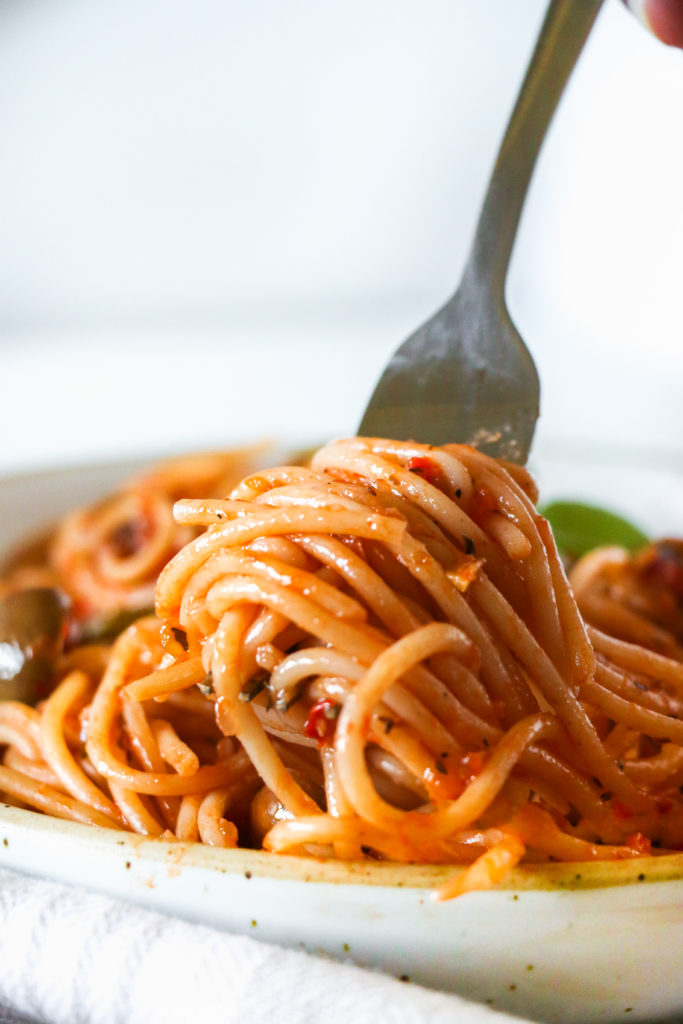 A close up of  Spagetthi all'arrabbiata 